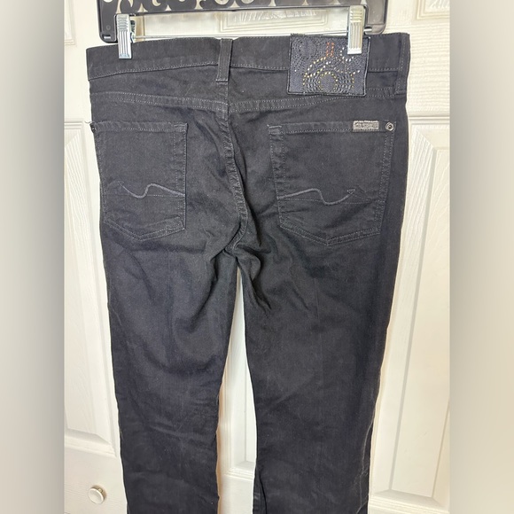 New 7 FOR ALL MANKIND Black Bootcut Denim Jeans Rhinestone Label NWT $235 Dark - Picture 6 of 12